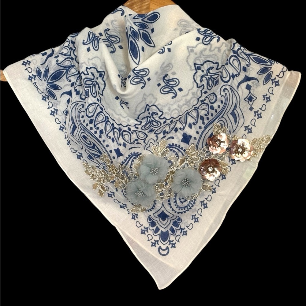 Aratta Silent Journey Embellished Bandanna Scarf NWT